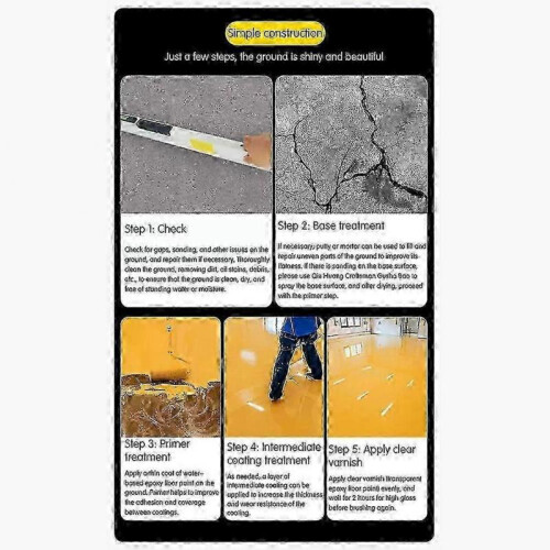 (Tartrazine)Waterproof Water-Based Epoxys Floor Paint Versatile Rapid Drying Floor Paint for Workshop 1