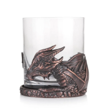 Stunning Chocolate Bronze Legendary Dragon Whisky Glass And Pewter Tumbler