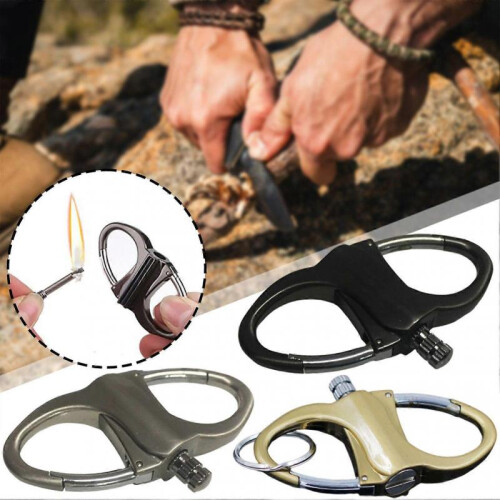 (Silver)Permanent Match Lighter Keychain Outdoor Emergency Fire Starters Waterproof Cigarettes Flints Keyrings 1