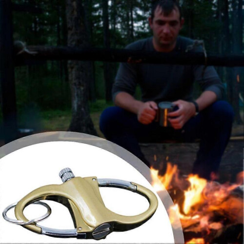 (Glod)Permanent Match Lighter Keychain Outdoor Emergency Fire Starters Waterproof Cigarettes Flints Keyrings 2