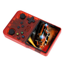 R36S Taschen-Game-Konsole 3,5" IPS 64GB Unterstützung für über 30.000 Spiele Transparentes Rot