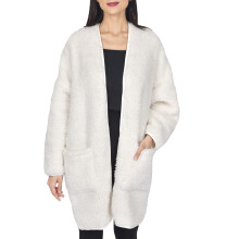 (M/L) Women's Warm and Cosy Borg Bath Robe - Cream
