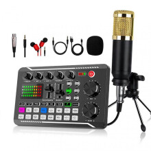 (Triangle Suit Golden) F998 Mulitfunctional Live Sound for PC Phone Studio Recording Gaming Audio Mixer Live Sound Card