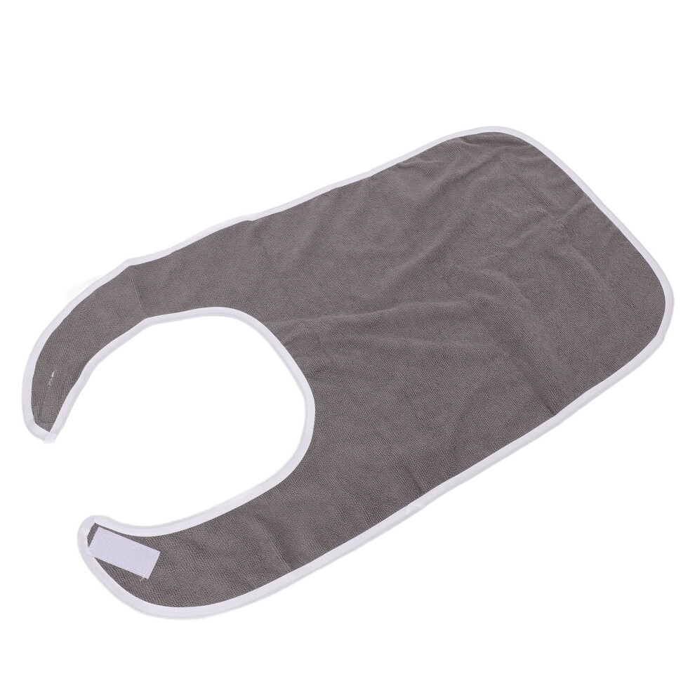 Gray Adult Bib Adjustable Hook And Loop Machine Washable Senior Dining Clothing Protector For Eating Nursing Homes
