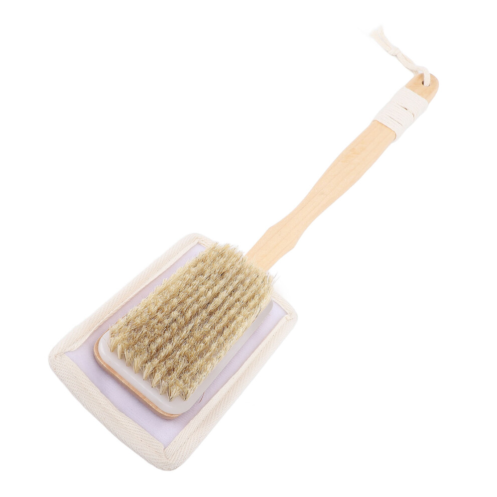 Back Loofah Scrubber Loofah Bristle Bath Brush Soft Shower Brush with Curved Long Handle for Exfoliator