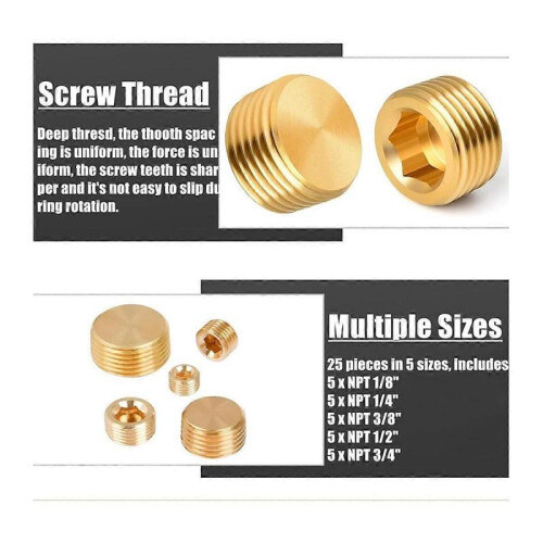 Carbon Steel Pipe Plug Accessories Combination Kit, NPT Male Hexagonal Thread Sleeve Plug for Seali 2