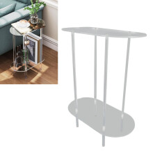 Clear Side Table Acrylic 2 Tier Oval Modern Detachable Nightstand End Table for Living Room Office Hallway Bedroom