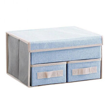 Double-Layer Storage Box Drawer Storage Box Foldable Home Underwear Storage Box (Blue Double Layer