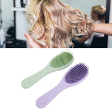 2 Stück Silikon-Shampoo-Bürste für Kopfhautmassage & Entwirren, Grün & Lila