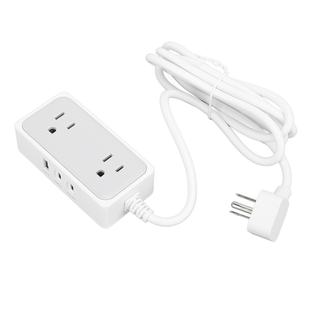 Power Strip 1250W 5 in 1 Type C USB A Port AC Socket Flat Plug Multi Plug Outlet Splitter for Home