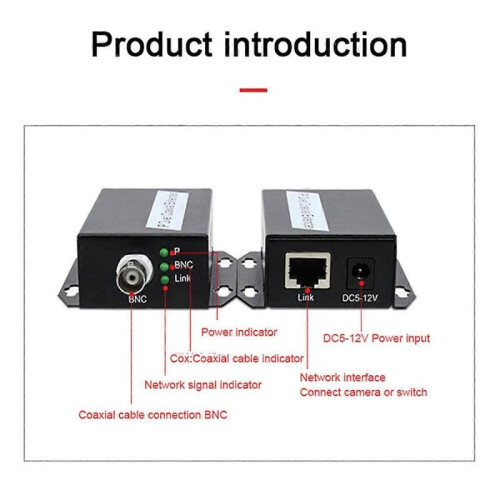 1Pair Ethernet IP Extender over Coax HD Network Kit EoC Coaxial Cable Transmission Extender US PLUG