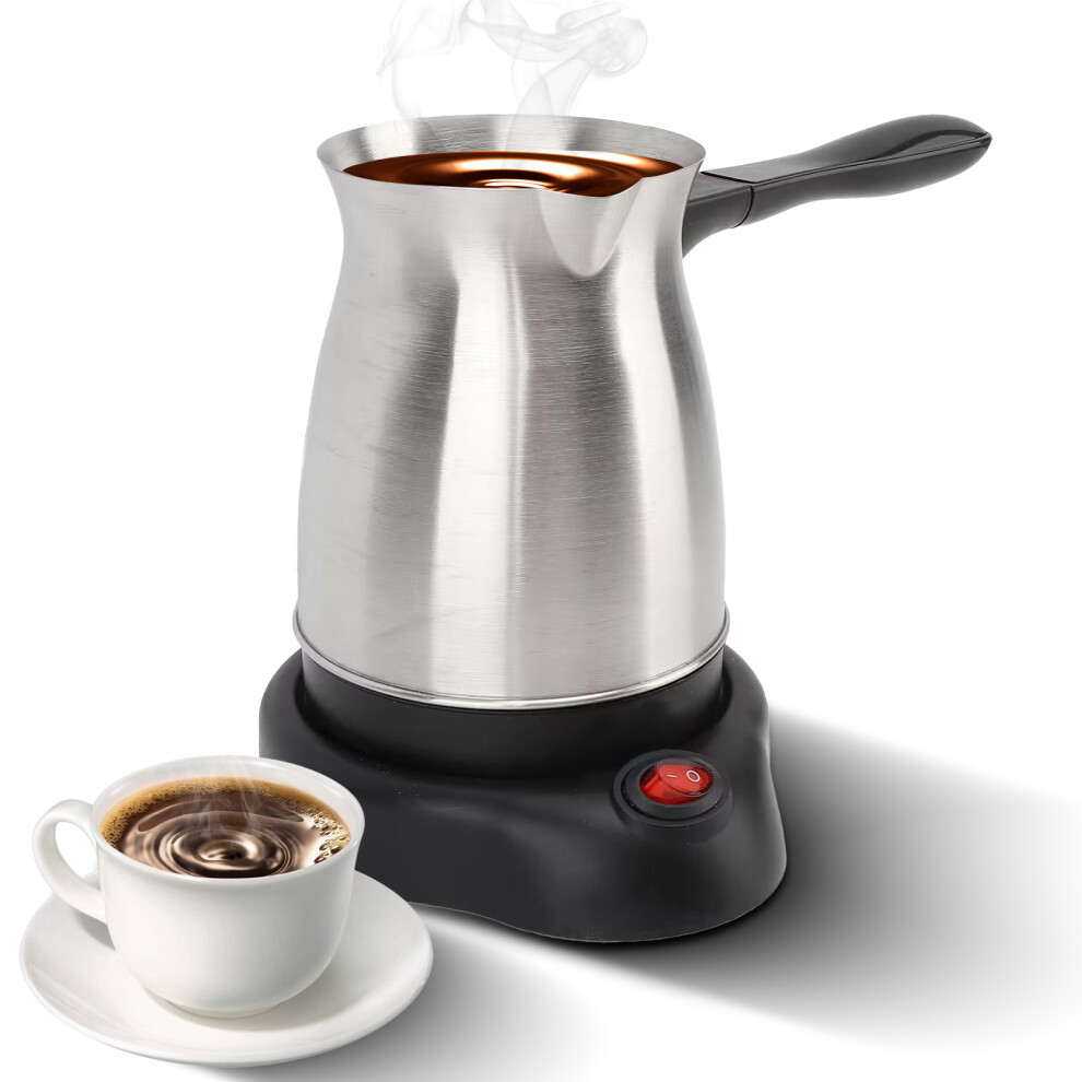 Electric Turkish Coffee Maker Machine With 600Ml/20Oz Coffee Pot Multifunctional Espresso Maker Tea Milk Pot 600W Stainless Steel Heating C Brown