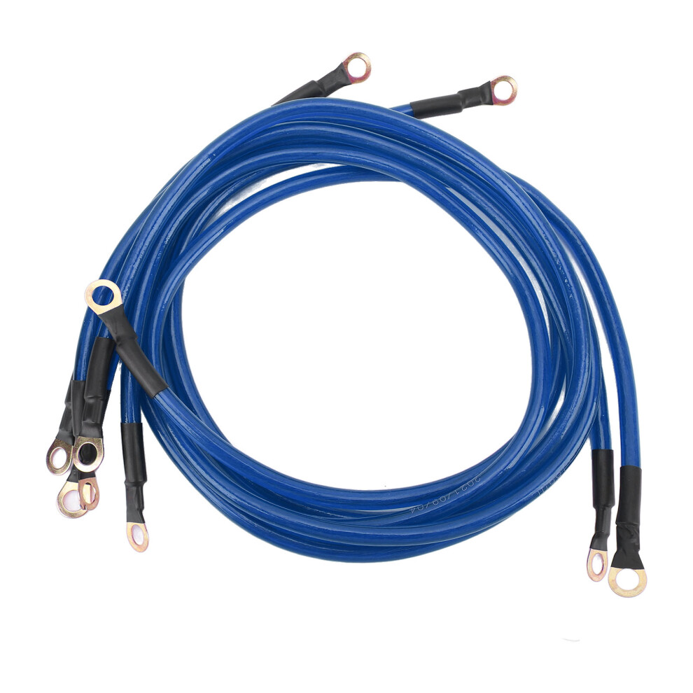 5Pcs Car Ground Wire Kit Improve Start Performance Dc 0 To 48V Copper Clad Aluminium Pvc For Car Boat Truck Suv Blue 7891313313122