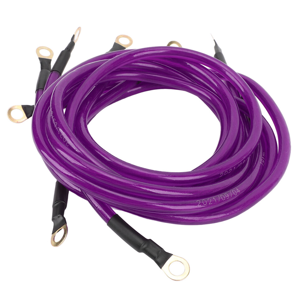 5Pcs Car Ground Wire Kit Improve Start Performance Dc 0 To 48V Copper Clad Aluminium Pvc For Car Boat Truck Suv Purple 7891313313115
