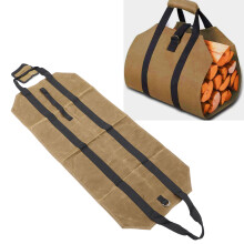 Wachstuch-Logistik-Tragebeutel Holzhalter, Khaki, 95x40cm