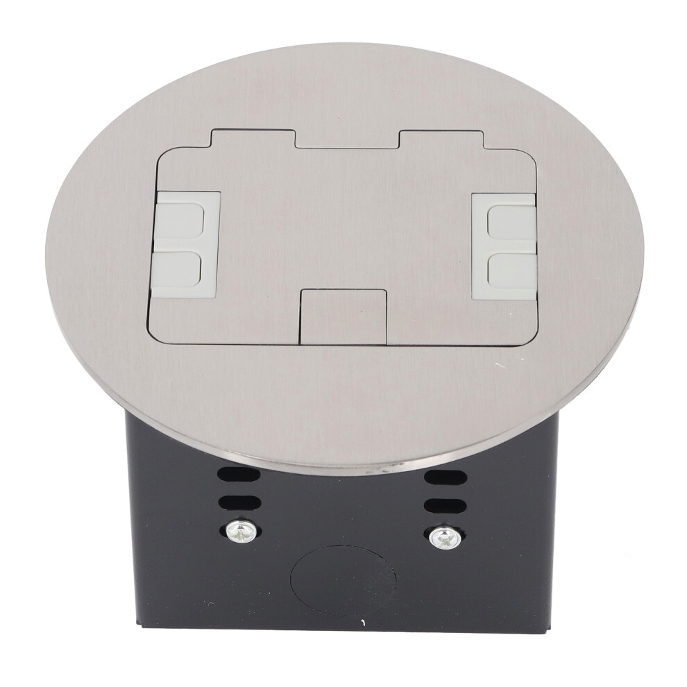 Recessed Floor Outlet 20A 2500W 2 Sockets Stainless Steel Round Floor Receptacle For Office Hotel School 8781313316645