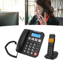 Corded and Cordless Phone 2in Screen Expandable Big Button with Answering Machine Call Blocking Photo Dial Bilingual Caller ID EU Plug 100‑