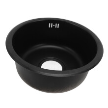 310 X 140mm RV Sink 304 Stainless Steel Versatile Round Kitchen Bathroom Wash Basin Sink with 92mm Outlet for Boat Caravan Campervan Black
