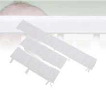 3pcs Cotton Baby Bed Rail Soft Bumper Children Anti Collision Guardrail Pure Color Split Bed Surround for Home and Travel White