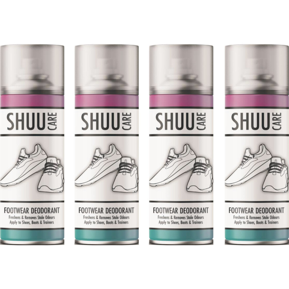 4 x 250ml Shoes Boot Footwear Deodorant Leather Remove stale Trainer