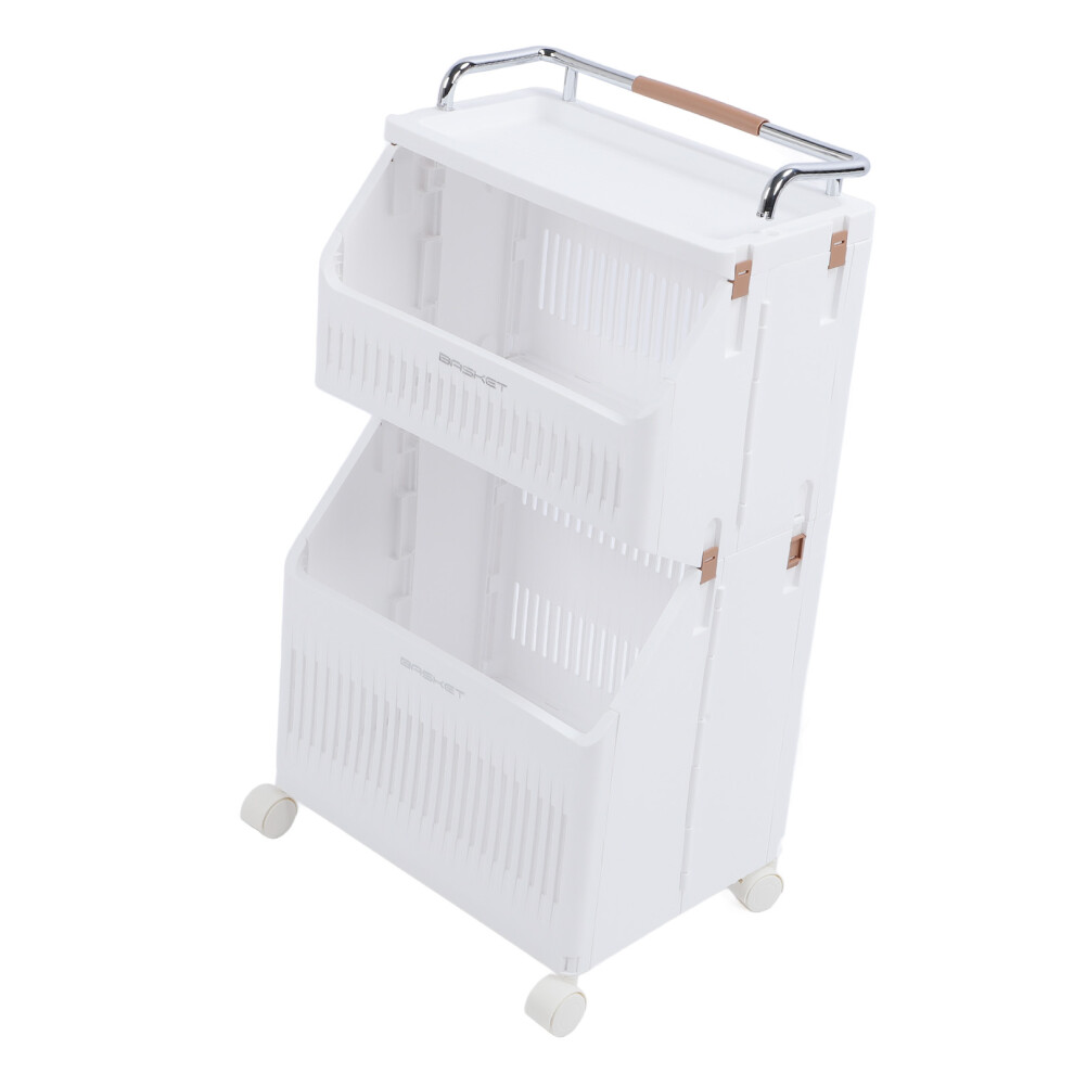 Rolling Storage Cart Multifunction Utility Rolling Storage Organizer Folding Laundry Basket with 4 Wheels for Bathroom Laundry Living Room