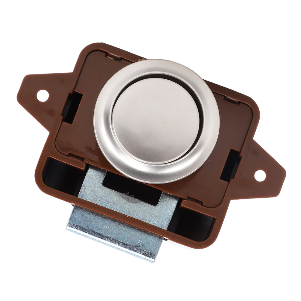 Cabinet Push Button Latch Stylish Look Keyless Cupboard Door Push Button Lock Latch For Rv Yacht Motorhome Campervan Caravan Brown Base Chr 6941313330481