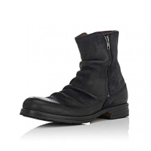 (46, Black) Men's Boots with Side Zipper Fashion Round Head Retro Thick Heel Casual Boots Western Work