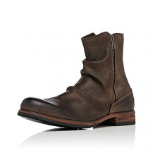 (38, Bronze) Men's Boots with Side Zipper Fashion Round Head Retro Thick Heel Casual Boots Western Work