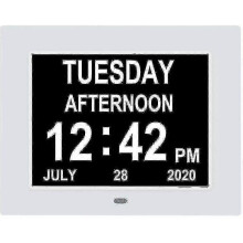 Digital Calendar Clock Extra Large Day Clock Date Time And Day Of The Week Dementia Clocks for Visually Impaired Seniors with Battery Backup + 8 Alarm