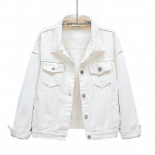 (S, WHITE) Women's Denim Jacket