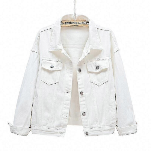 (S, WHITE) Women's Denim Jacket