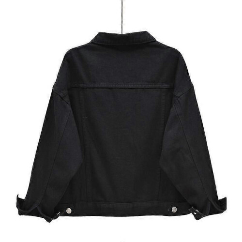 (S, BLAACK) Women's Denim Jacket 1