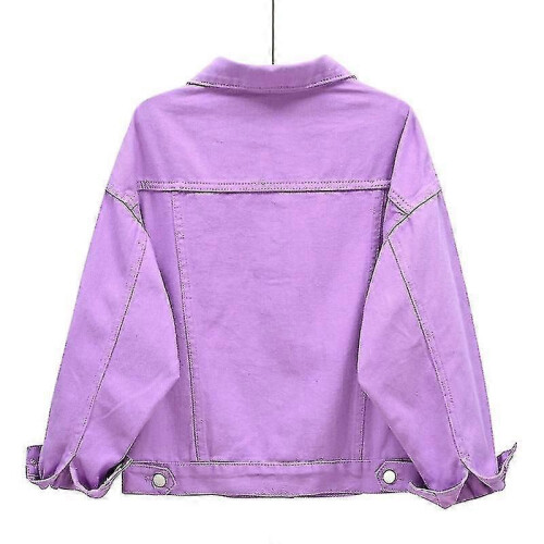 (M, PURPLE) Women's Denim Jacket 1