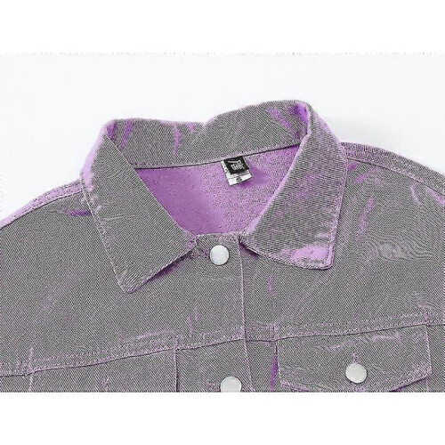 (L, PURPLE) Women's Denim Jacket 2