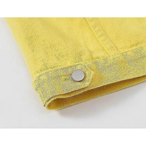 (M, YELLOW) Women's Denim Jacket 2