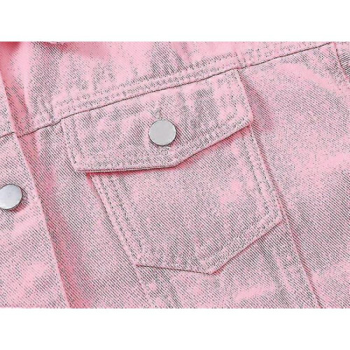 (M, PINK) Women's Denim Jacket 2