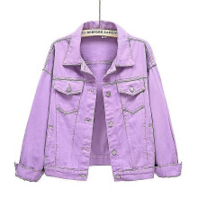(L, PURPLE) Women's Denim Jacket
