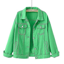 (3XL, GREEN) Women's Denim Jacket
