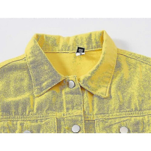 (3XL, YELLOW) Women's Denim Jacket 2