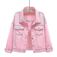 (4XL, PINK) Women's Denim Jacket