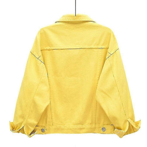 (XL, YELLOW) Women's Denim Jacket 1