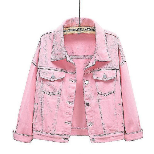 (2XL, PINK) Women's Denim Jacket