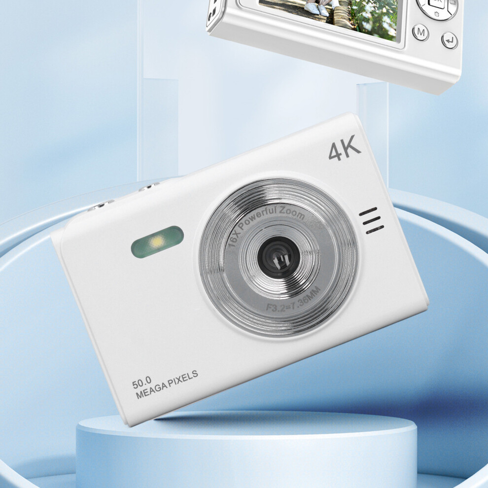 Digital Camera 50Mp Support 128Gb Memory Card Multiple Zoom Mirrorless Camera 2.88In Tft Screen Anti Shake Compact Camera For Wedding Party White 4911313359043
