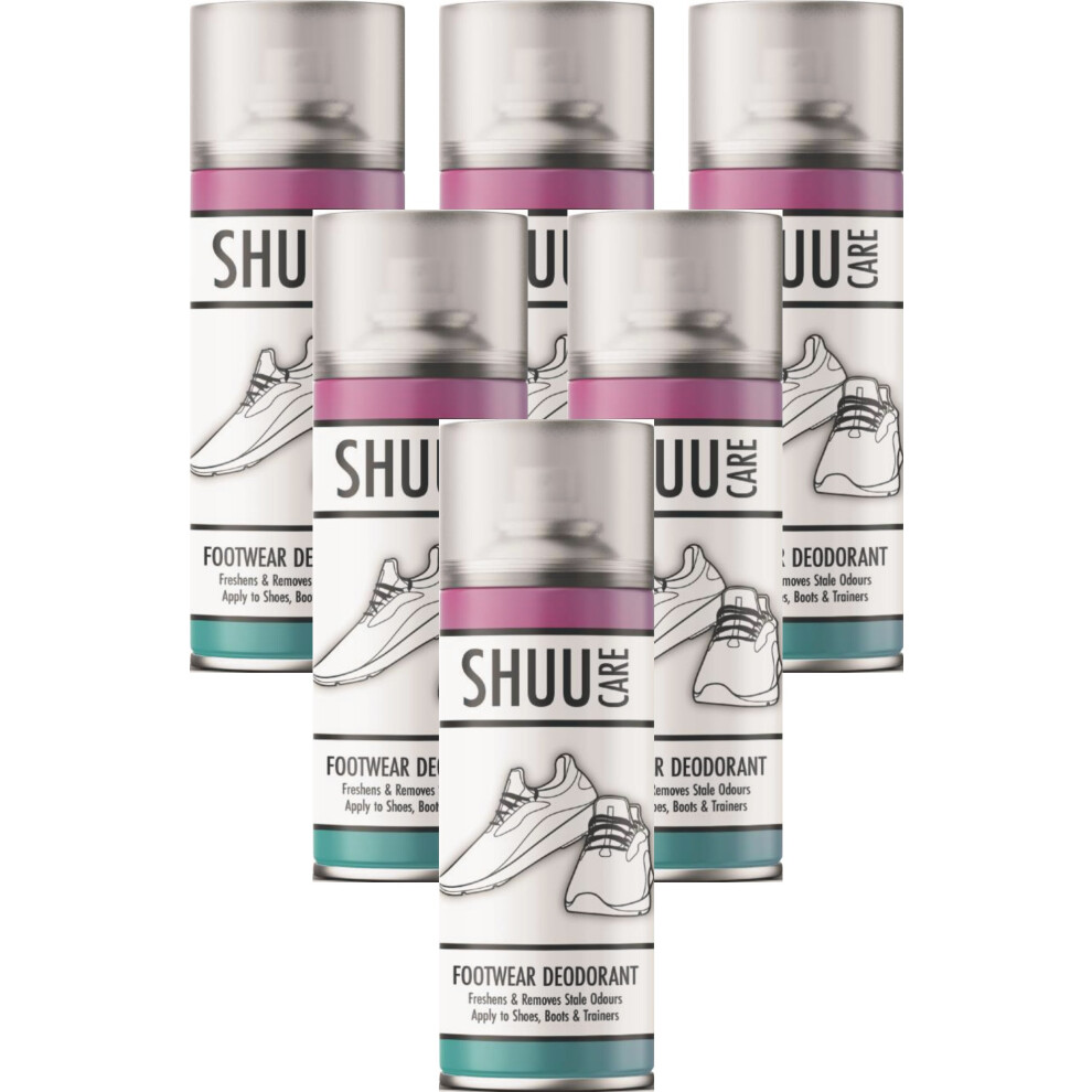 6 x 250ml Shoes Boot Footwear Deodorant Leather Remove stale Trainer