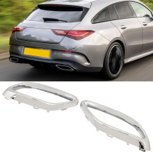 1 Pair Exhaust Tip Cover Trims 1184920200 Left Right Replacement For Benz CLA‑Class C118 AMG‑Line 2020 to 2024 Chrome, OEM Chrome