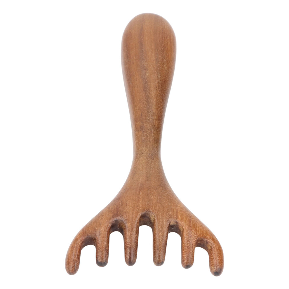 Wooden Scalp Massager Handheld Wide Tooth Manual Relaxation Tool 6 Claw Rounded Teeth Wood Massage Comb