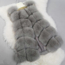 (4XL, Grey) Women Faux Fur Waistcoat Gilet Body Warmer Sleeveless Jacket