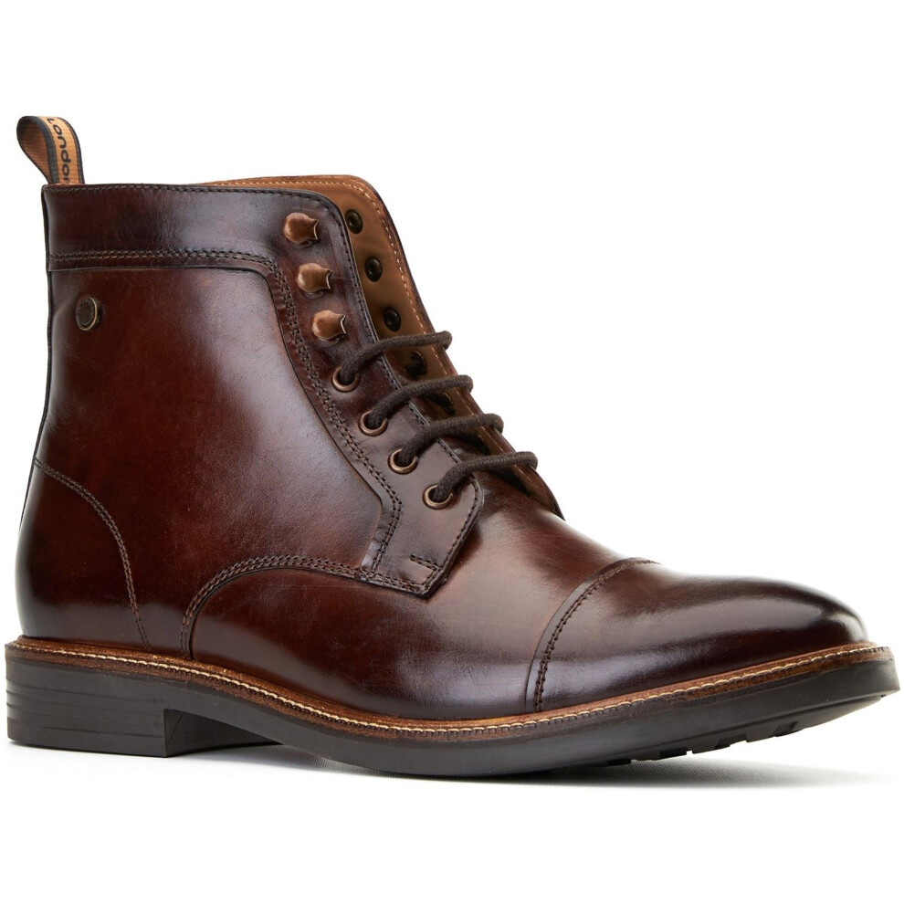 Base London (8 (Adults'), 8 (Adults')) Plymouth Leather Men's Brown Ankle Boots