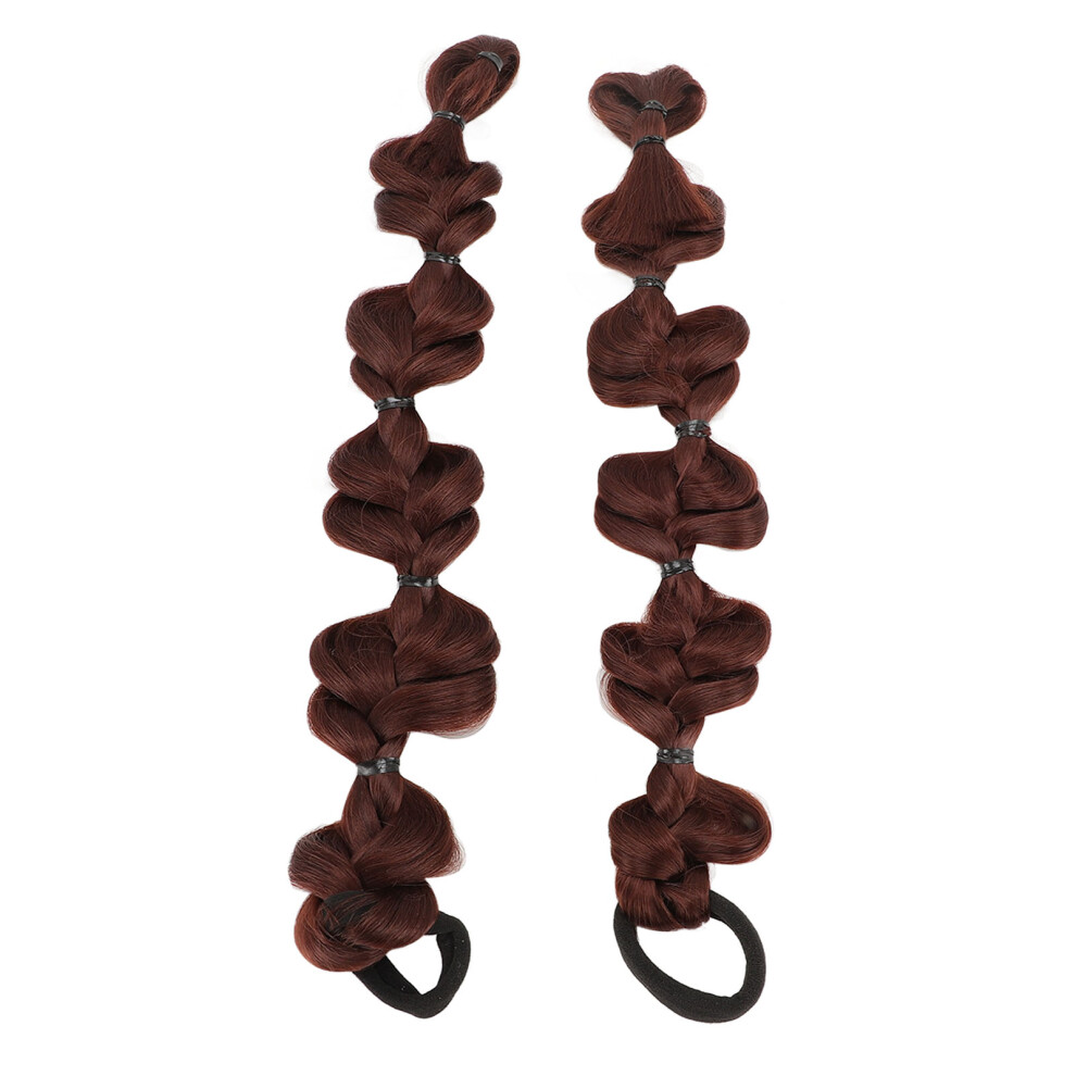 Unisex Brown 2Pcs Ponytail Extension Braid Cute Long Bubble Ponytail Wig Braid Extension Wig For Girls Dark