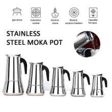 (200ml4 cups) 2~12cups Coffee Maker Moka Pot  Stove Percolator Stainless Pot Top Espresso